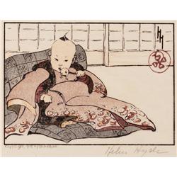 Helen Hyde woodblock, Hired Baby 