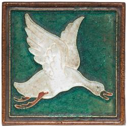 Delft tile, detailed swan