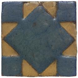 Grueby tile, brown clay geometric design