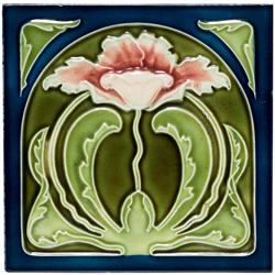 Minton tile, carved design of a poppy