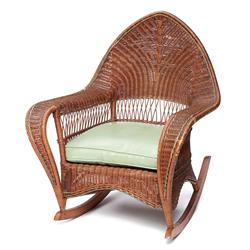 Arts & Crafts willow rocker,inverted v-back