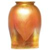 Image 1 : Quezal shade,gold glass with pulled design 