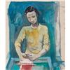 Image 1 : Frank Perri, Woman in a Yellow Sweater, watercolo