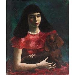 Gladys Rockmore Davis, The Red Dress, oil