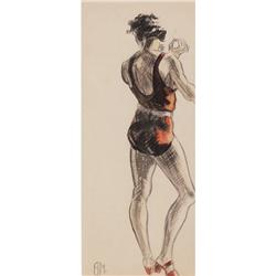 Ben Messick, Dancer, watercolor