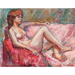 Edna Wolff, Reclining Nude, oil