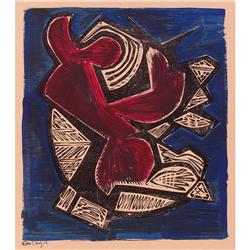 Hector Ortega , Abstract woodblock