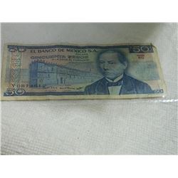 PAPER NOTE - EL BANCO DE  MEXICO S.A. CINCUENTA PESOS - 1981