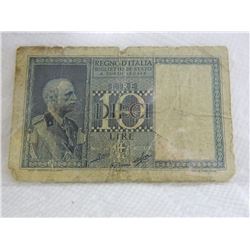 PAPER NOTE - ITALY TEN LIRE - REGNO D'ITALIA BIGLIETTO DI STATO A CORSO LEGALE 1939