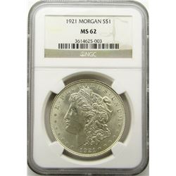 1921 MORGAN DOLLAR NGC MS62
