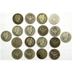 BARBER QTR LOT of 17 COINS