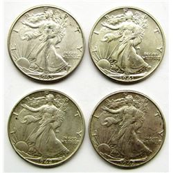 4 - WALKING LIBERTY HALF DOLLARS