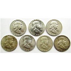 7 FRANKLIN HALF DOLLARS MIX
