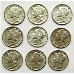 6 - 1941 MERCURY DIMES, 3 - 1942 MERCURY DIMES