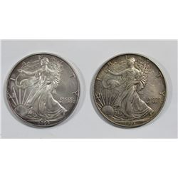 1993 & 2005 AMERICAN SILVER EAGLES