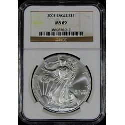 2001 AMERICAN SILVER EAGLE NGC MS 69