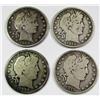 Image 1 : Lot of 4 SEMI-KEY BARBER HALF DOLLARS