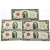 Image 1 : 5 - 1928 AU/UNC $2 RED SEAL NOTES MIXED
