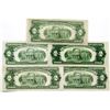 Image 2 : 5 - 1928 AU/UNC $2 RED SEAL NOTES MIXED