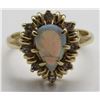 Image 1 : TEAR DROP OPAL & DIAMONDS 14k GOLD RING