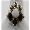 Image 1 : GARNET / OPAL / DIAMOND 10k ANTIQUE RING