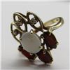Image 2 : GARNET / OPAL / DIAMOND 10k ANTIQUE RING