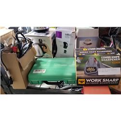 NEW HEAT GUN, KNIFE SHARPENER, AND CASED TOOLS