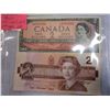 Image 2 : 4 CANADIAN BILLS $2 BILLS 1954, 1986 $1 BILLS 1967 WITH SERIAL NUMBERS AND 1973