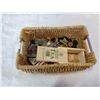 Image 1 : BASKET OIF COLLECTOR LOT MARBLES PENS EAGLES PRECIOUS STONES ETC