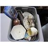 Image 2 : TOTE OF CHINA, METAL WARE, AND COLLECTIBLES