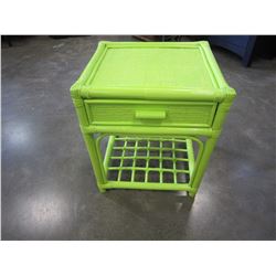 GREEN WICKER 1 DRAWER SIDE TABLE