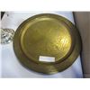 Image 2 : SIGNED BRASS PLATTER AND SILVER PLATE CANDLEABRA