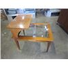 Image 1 : MID CENTURY MODERN 2 TIER GLASS INSERT SIDE TABLE