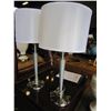 Image 2 : PAIR OF BRUSHED METAL TABLE LAMPS