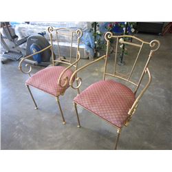 2 GOLD PAINTED METAL CAPTAINS CHAIRS