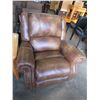 Image 2 : ASHLEY BROWN GENUINE LEATHER POWER RECLINING LOVESEAT AND ROCKING MANUAL RECLINE ROCKER RETAIL $2599