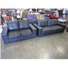 Image 1 : BLACK LEATHER 3 SEATER COUCH AND MATCHING LOVE SEAT