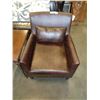 Image 2 : NEW BROWN LEATHER ACCENT CHAIR WITH PILLOW, RETAIL $399