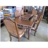 Image 1 : ASHLEY FLOOR MODEL HIGHLY CARVED MAHOGANY DINING TABLE WITH 2 EXTENSIONS, 3 ARM CHAIRS, 3 SIDE CHAIR