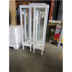 2 WHITE GLASS DISPLAY CABINETS