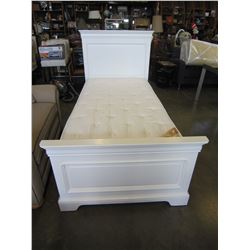 STANLEY SINGLE SIZE WHITE BEDFRAME W/ UNDER BED STORAGE AND MATTRESS