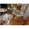 Image 1 : SILVER PLATE, ICE BUCKET W/ TONGS, AND SERVING DISH
