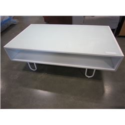 MODERN WHITE GLASSTOP COFFEE TABLE