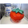 Image 2 : LARGE CERAMIC JAR W/ LID AND CERAMIC STRAWBERRY W/ LID AND SMALL PEDESTAL