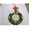 Image 2 : EASTERN WALL ART JADE LOOK, 4 FANS, AND CINNABAR ENAMEL AND BRASS BANGLES