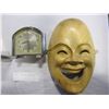 Image 2 : CLOCK, FLASK, AND WOODEN MASK
