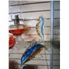 Image 2 : ART GLASS DOLPHIN, SEAHORSE, VASE, DISH, AND OIL LAMP