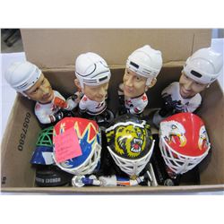 10 HOCKEY NHL COLLECTABLES, 4 BOBBLE HEADS RARE CANUCKS ED JOVANOVSKI 4 HELMETS, T ESPOSITO FIGURE P