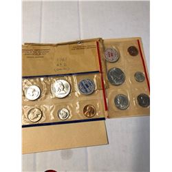 1961 P D US Mint Set Silver Half Quarter Dime in Original Package