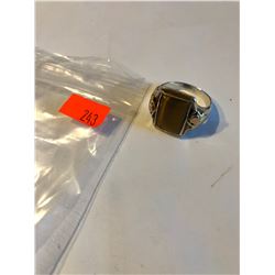 Mens Size 11 Large Tiger Eye with Black Hills Gold & Sterling Silver Ring Total weight is 8.9 Grams